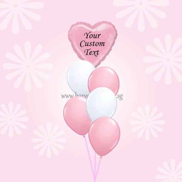Customize Pink Foil Balloon On Top Balloon Bouquet